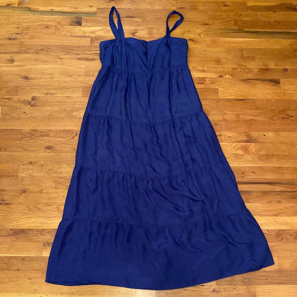 NWT-Blue Eileen Fisher Silk Ruffle Dress